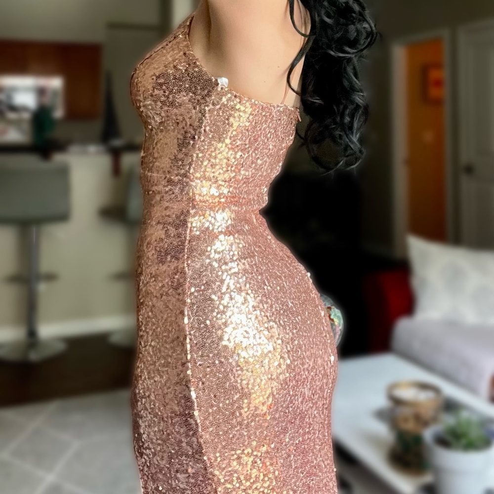 Gold sequin prom Dress